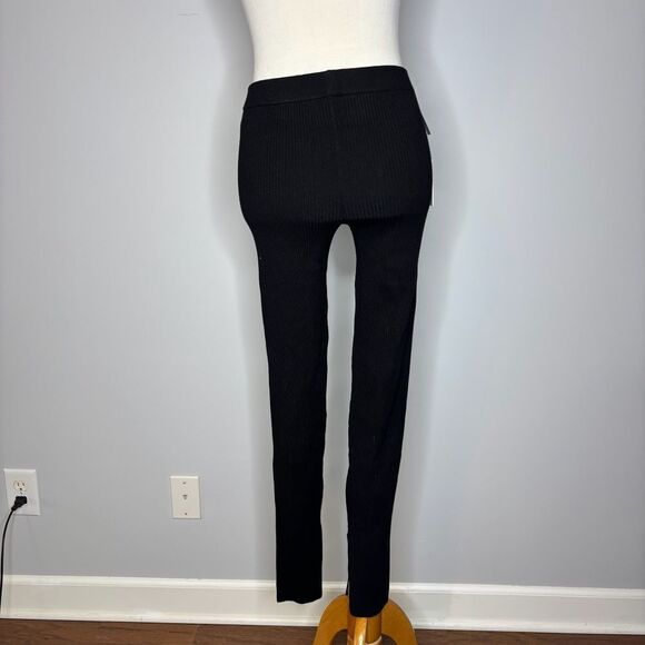 Babaton- Black Ribbed Pants w/ Ankle Slit - Picture 3 of 4